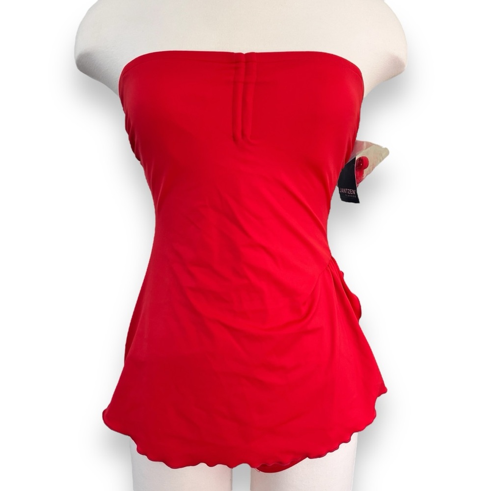 NWT Jantzen Red One Piece Convertible Strap(less) Swimsuit